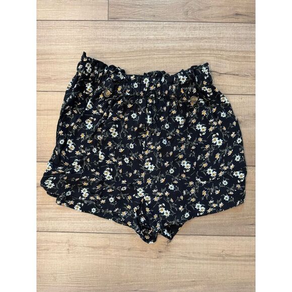 American Eagle Black Floral Print Flowy Pull On Shorts Size M Medium Womens Y2K - Picture 2 of 2